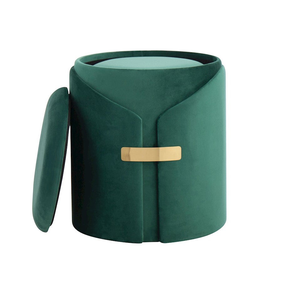 LumiSource Dahlia Ottoman Set 14in Gold Metal | Green Velvet Cushion | Living Room & Bedroom Accent Seating | 14 x 14 x 18 in | Model OT2-DAHLIAAUVGN