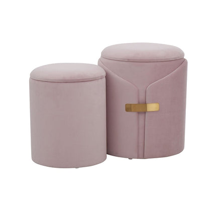 LumiSource Dahlia Ottoman Set | Gold Metal and Blush Pink Velvet | Living Room & Bedroom Accent Seating | Model OT2-DAHLIAAUVPK