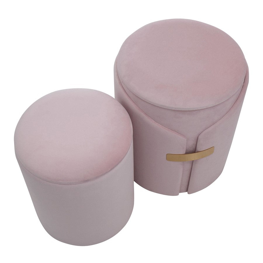 LumiSource Dahlia Ottoman Set | Gold Metal and Blush Pink Velvet | Living Room & Bedroom Accent Seating | Model OT2-DAHLIAAUVPK