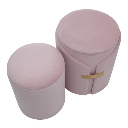 LumiSource Dahlia Ottoman Set | Gold Metal and Blush Pink Velvet | Living Room & Bedroom Accent Seating | Model OT2-DAHLIAAUVPK