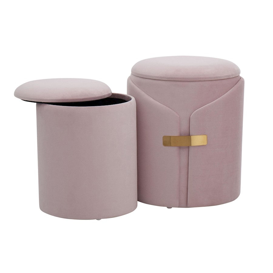 LumiSource Dahlia Ottoman Set | Gold Metal and Blush Pink Velvet | Living Room & Bedroom Accent Seating | Model OT2-DAHLIAAUVPK