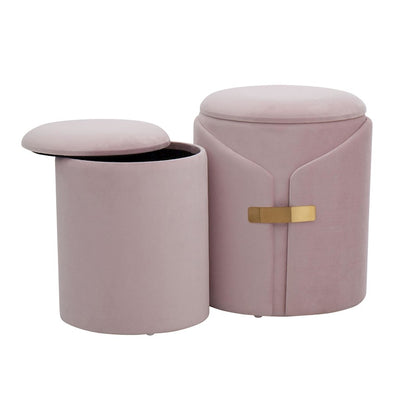 LumiSource Dahlia Ottoman Set | Gold Metal and Blush Pink Velvet | Living Room & Bedroom Accent Seating | Model OT2-DAHLIAAUVPK