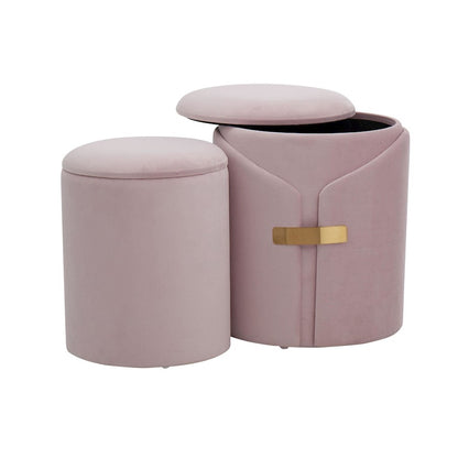 LumiSource Dahlia Ottoman Set | Gold Metal and Blush Pink Velvet | Living Room & Bedroom Accent Seating | Model OT2-DAHLIAAUVPK