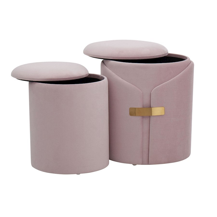 LumiSource Dahlia Ottoman Set | Gold Metal and Blush Pink Velvet | Living Room & Bedroom Accent Seating | Model OT2-DAHLIAAUVPK