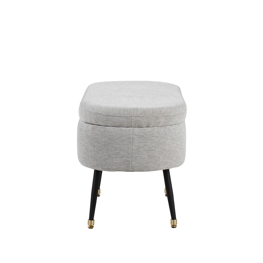 LumiSource Harvey Storage Bench | Black Metal, Light Grey Fabric, Gold Accent | Entryway & Bedroom Seating with Storage | Model OTSTOR-HARVEYBKLGY