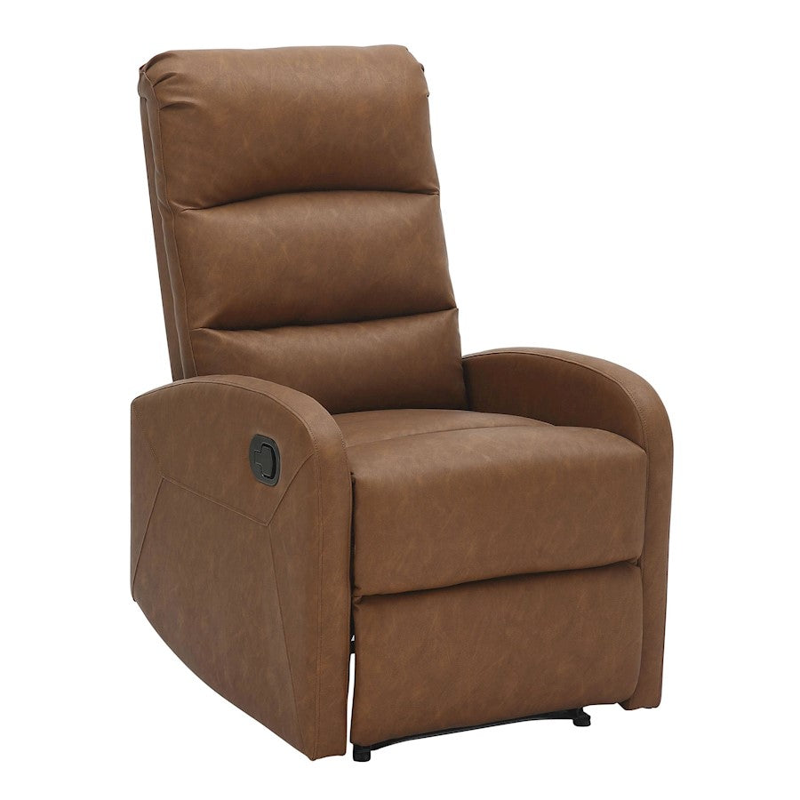 LumiSource Dormi Recliner Chair | Contemporary Camel PU Leather | Living Room & Media Room Seating | 24.5 W x 34.5 D x 40.5 H in | Model RCL-DORMICAM
