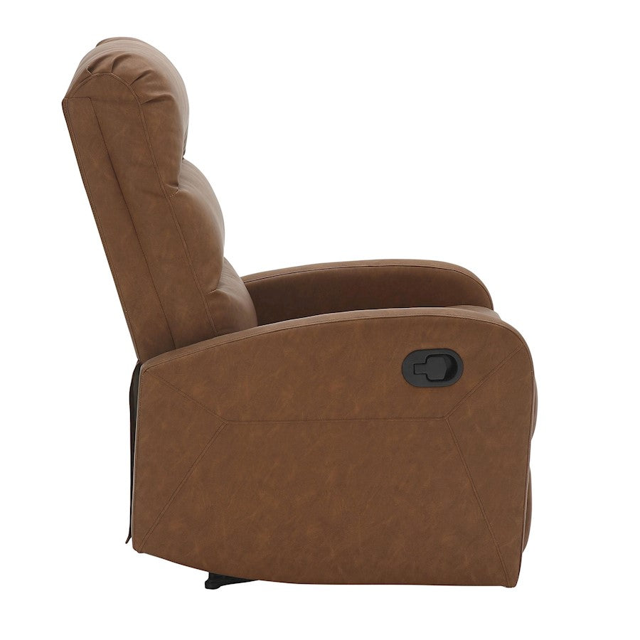 LumiSource Dormi Recliner Chair | Contemporary Camel PU Leather | Living Room & Media Room Seating | 24.5 W x 34.5 D x 40.5 H in | Model RCL-DORMICAM