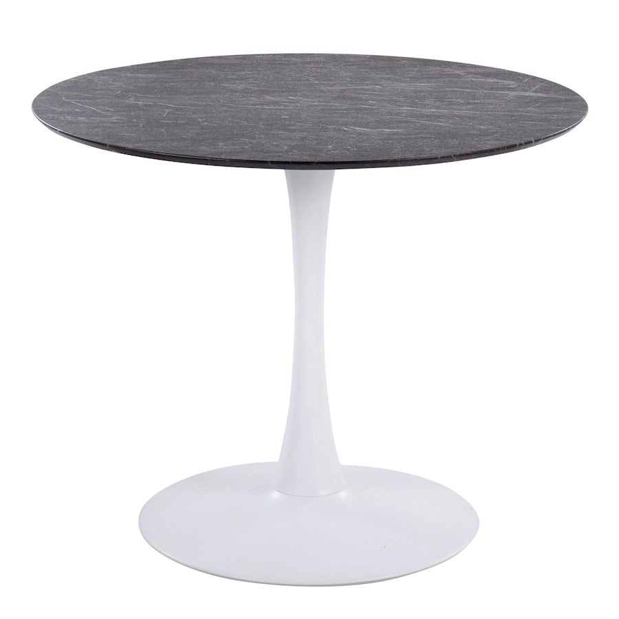 LumiSource Pebble Mod Table | White Metal & Black Marble Veneer | Dining Table for Four | 36.25 x 36.25 x 29.75 in | Model T30-PEBMODWBK