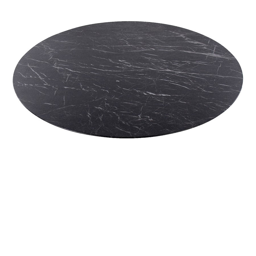 LumiSource Pebble Mod Table | White Metal & Black Marble Veneer | Dining Table for Four | 36.25 x 36.25 x 29.75 in | Model T30-PEBMODWBK