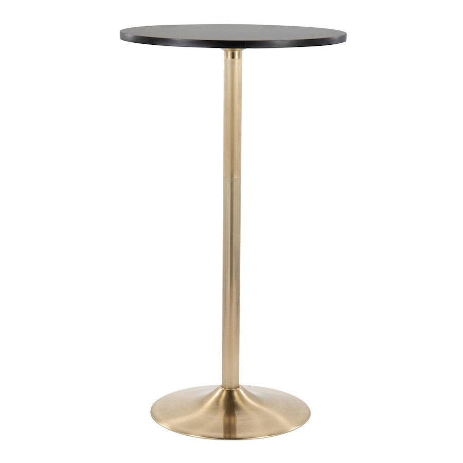 LumiSource Pebble Adjustable Table | Gold Metal & Black MDF | Dining or Bar Height | 23.75 x 23.75 x 30/42 in | Model T3042-PEBAUBK