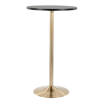 LumiSource Pebble Adjustable Table | Gold Metal & Black MDF | Dining or Bar Height | 23.75 x 23.75 x 30/42 in | Model T3042-PEBAUBK