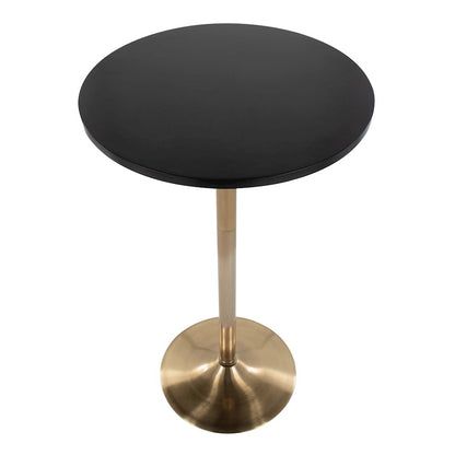 LumiSource Pebble Adjustable Table | Gold Metal & Black MDF | Dining or Bar Height | 23.75 x 23.75 x 30/42 in | Model T3042-PEBAUBK