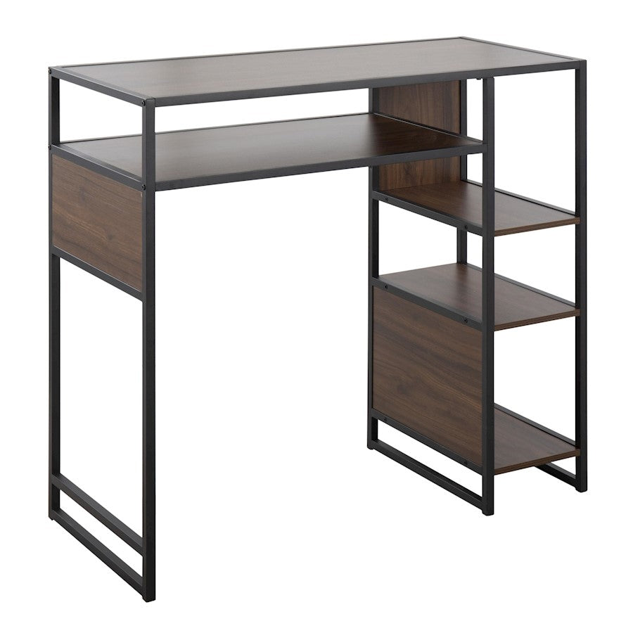 LumiSource Display Bar Height Table 43in | Black Metal and Walnut Wood | Kitchen Island & Bar Table | 43 x 19 x 40 in | Model T39-DISPLAYBK-WL