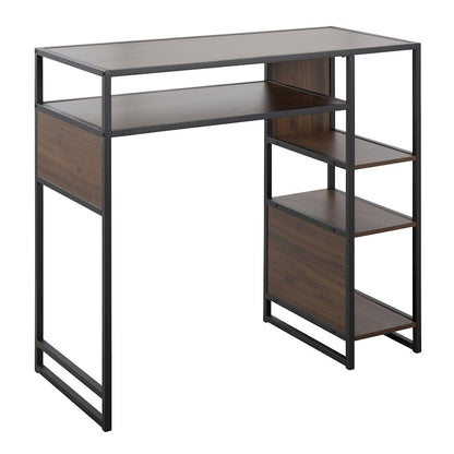 LumiSource Display Bar Height Table 43in | Black Metal and Walnut Wood | Kitchen Island & Bar Table | 43 x 19 x 40 in | Model T39-DISPLAYBK-WL