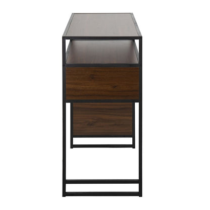 LumiSource Display Bar Height Table 43in | Black Metal and Walnut Wood | Kitchen Island & Bar Table | 43 x 19 x 40 in | Model T39-DISPLAYBK-WL