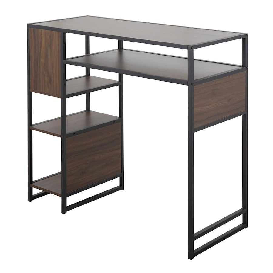 LumiSource Display Bar Height Table 43in | Black Metal and Walnut Wood | Kitchen Island & Bar Table | 43 x 19 x 40 in | Model T39-DISPLAYBK-WL