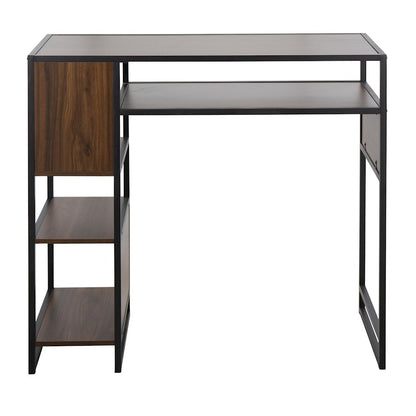 LumiSource Display Bar Height Table 43in | Black Metal and Walnut Wood | Kitchen Island & Bar Table | 43 x 19 x 40 in | Model T39-DISPLAYBK-WL