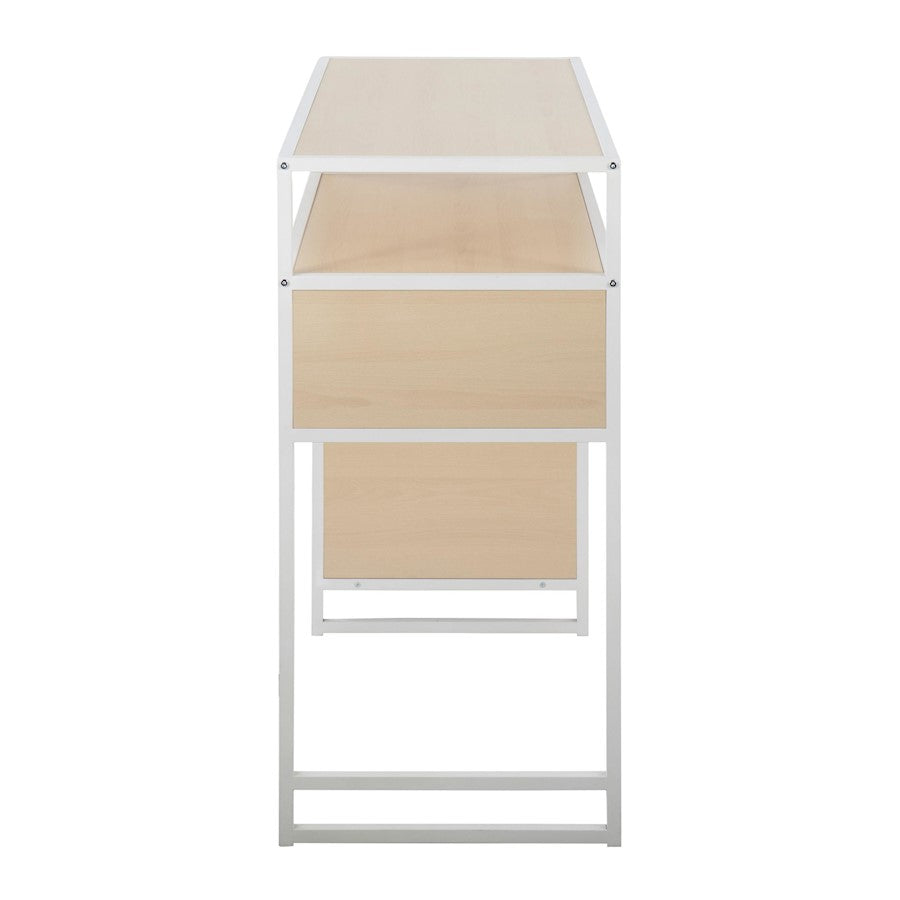 LumiSource Display Bar Height Table 43in | White Metal and Natural Wood | Kitchen Island & Bar Table | 43 x 19 x 40 in | Model T39-DISPLAYW-NA