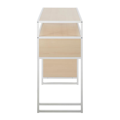 LumiSource Display Bar Height Table 43in | White Metal and Natural Wood | Kitchen Island & Bar Table | 43 x 19 x 40 in | Model T39-DISPLAYW-NA