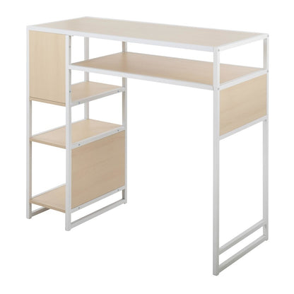 LumiSource Display Bar Height Table 43in | White Metal and Natural Wood | Kitchen Island & Bar Table | 43 x 19 x 40 in | Model T39-DISPLAYW-NA