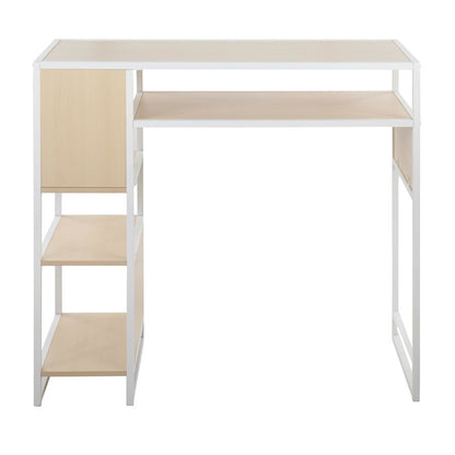 LumiSource Display Bar Height Table 43in | White Metal and Natural Wood | Kitchen Island & Bar Table | 43 x 19 x 40 in | Model T39-DISPLAYW-NA
