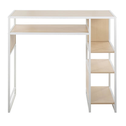 LumiSource Display Bar Height Table 43in | White Metal and Natural Wood | Kitchen Island & Bar Table | 43 x 19 x 40 in | Model T39-DISPLAYW-NA