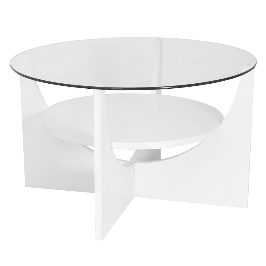 LumiSource U-Shaped Coffee Table | White MDF with Tempered Glass Top | Living Room & Office Centerpiece | 32 x 32 x 19 in | Model TB-CTUW