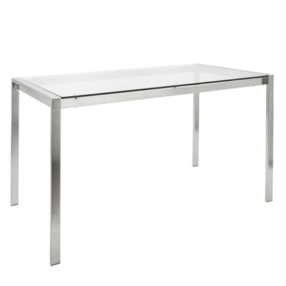 LumiSource Fuji Dining Table | Clear Glass Top & Brushed Stainless Steel Legs | Kitchen & Dining Room | 47 x 28 x 29.75 in | Model TB-FUJI4728CL