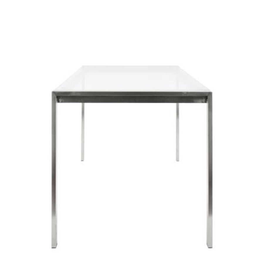 LumiSource Fuji Dining Table | Clear Glass Top & Brushed Stainless Steel Legs | Kitchen & Dining Room | 47 x 28 x 29.75 in | Model TB-FUJI4728CL