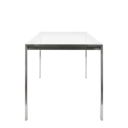 LumiSource Fuji Dining Table | Clear Glass Top & Brushed Stainless Steel Legs | Kitchen & Dining Room | 47 x 28 x 29.75 in | Model TB-FUJI4728CL
