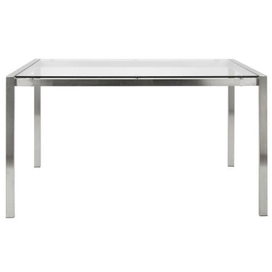 LumiSource Fuji Dining Table | Clear Glass Top & Brushed Stainless Steel Legs | Kitchen & Dining Room | 47 x 28 x 29.75 in | Model TB-FUJI4728CL