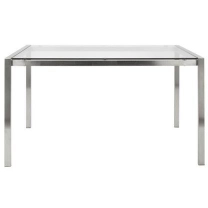LumiSource Fuji Dining Table | Clear Glass Top & Brushed Stainless Steel Legs | Kitchen & Dining Room | 47 x 28 x 29.75 in | Model TB-FUJI4728CL
