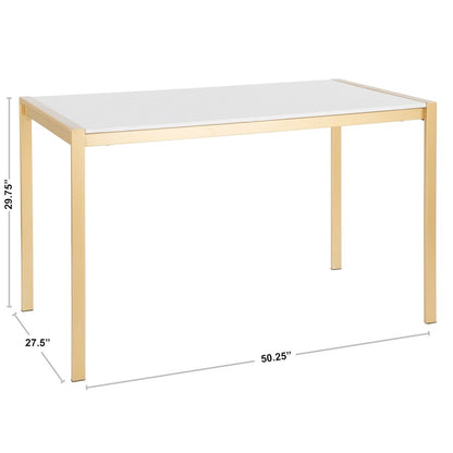 LumiSource Fuji Dining Table | Clear Glass Top & Brushed Stainless Steel Legs | Kitchen & Dining Room | 47 x 28 x 29.75 in | Model TB-FUJI4728CL