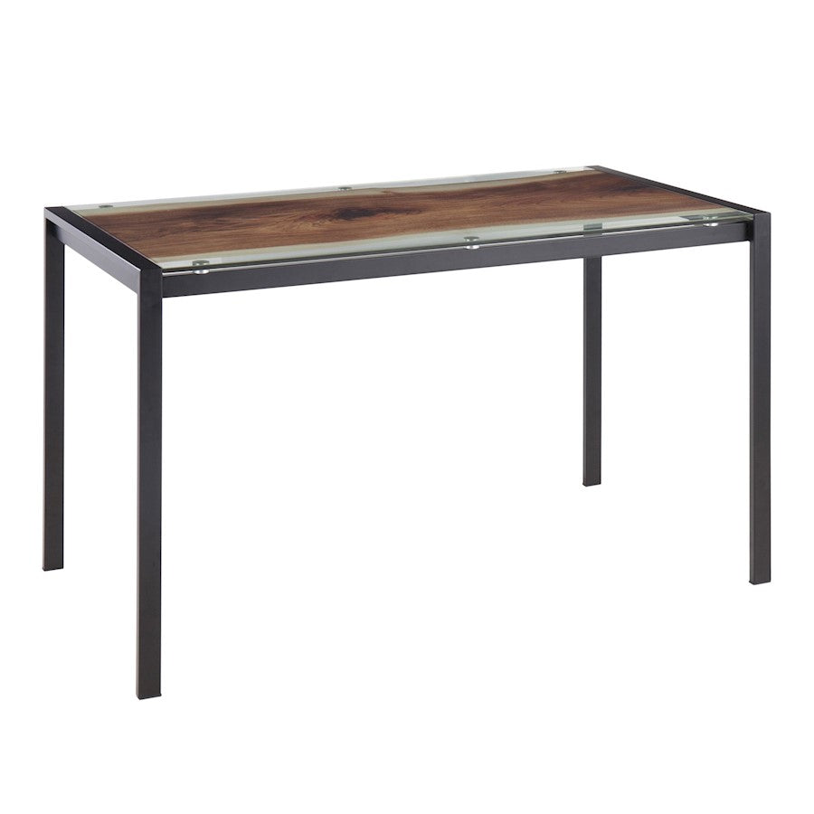 LumiSource Live Edge Dining Table | Black Steel & Printed Glass Top | Kitchen & Dining Room | 50 x 28 x 30 in | Model TB-LIVEEDGEBK