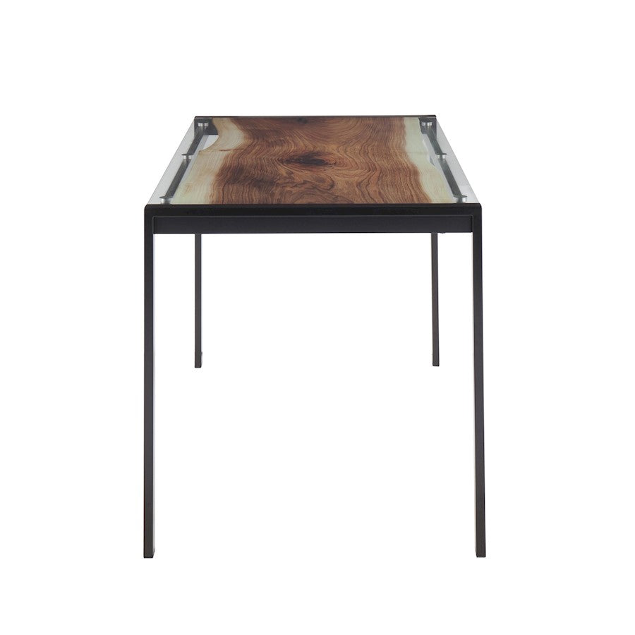 LumiSource Live Edge Dining Table | Black Steel & Printed Glass Top | Kitchen & Dining Room | 50 x 28 x 30 in | Model TB-LIVEEDGEBK