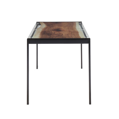 LumiSource Live Edge Dining Table | Black Steel & Printed Glass Top | Kitchen & Dining Room | 50 x 28 x 30 in | Model TB-LIVEEDGEBK