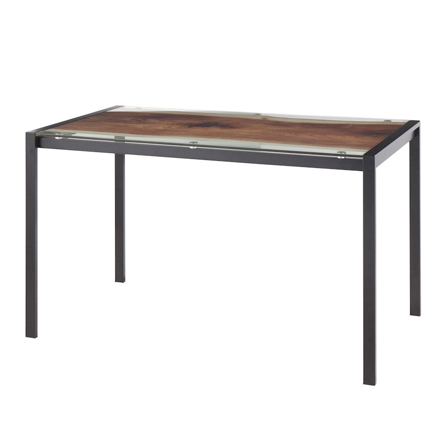 LumiSource Live Edge Dining Table | Black Steel & Printed Glass Top | Kitchen & Dining Room | 50 x 28 x 30 in | Model TB-LIVEEDGEBK