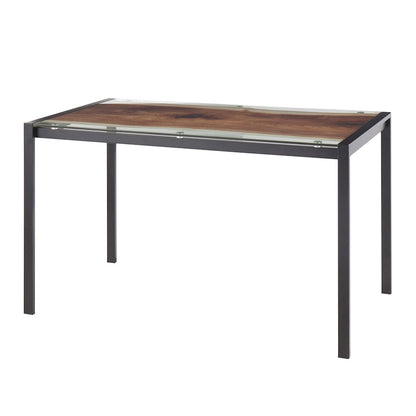 LumiSource Live Edge Dining Table | Black Steel & Printed Glass Top | Kitchen & Dining Room | 50 x 28 x 30 in | Model TB-LIVEEDGEBK