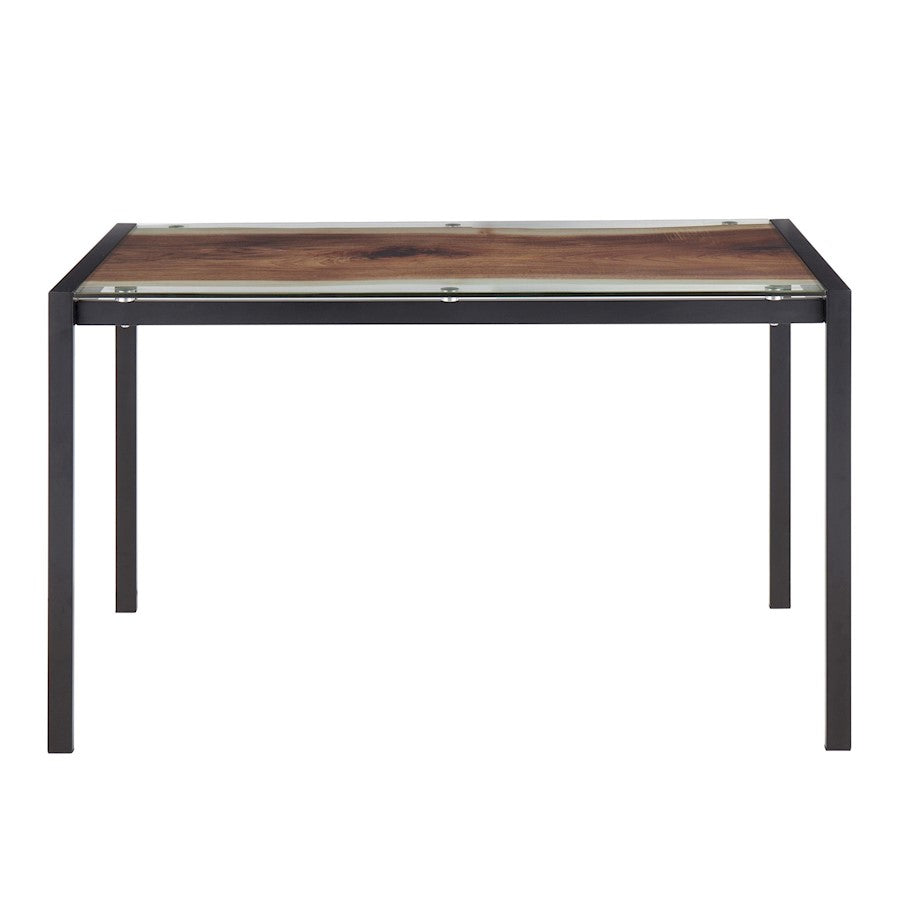 LumiSource Live Edge Dining Table | Black Steel & Printed Glass Top | Kitchen & Dining Room | 50 x 28 x 30 in | Model TB-LIVEEDGEBK