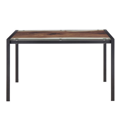 LumiSource Live Edge Dining Table | Black Steel & Printed Glass Top | Kitchen & Dining Room | 50 x 28 x 30 in | Model TB-LIVEEDGEBK