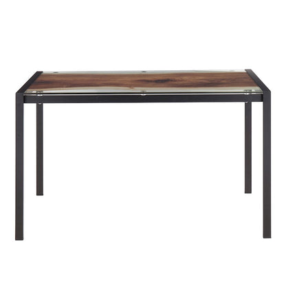 LumiSource Live Edge Dining Table | Black Steel & Printed Glass Top | Kitchen & Dining Room | 50 x 28 x 30 in | Model TB-LIVEEDGEBK