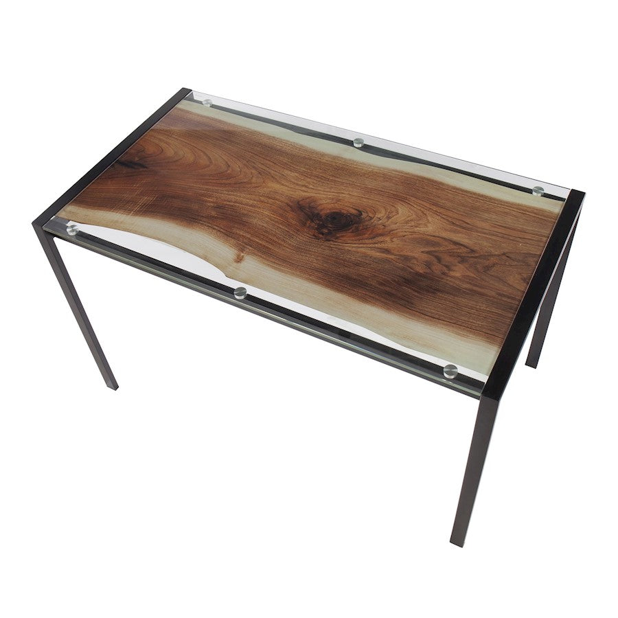 LumiSource Live Edge Dining Table | Black Steel & Printed Glass Top | Kitchen & Dining Room | 50 x 28 x 30 in | Model TB-LIVEEDGEBK