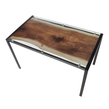 LumiSource Live Edge Dining Table | Black Steel & Printed Glass Top | Kitchen & Dining Room | 50 x 28 x 30 in | Model TB-LIVEEDGEBK