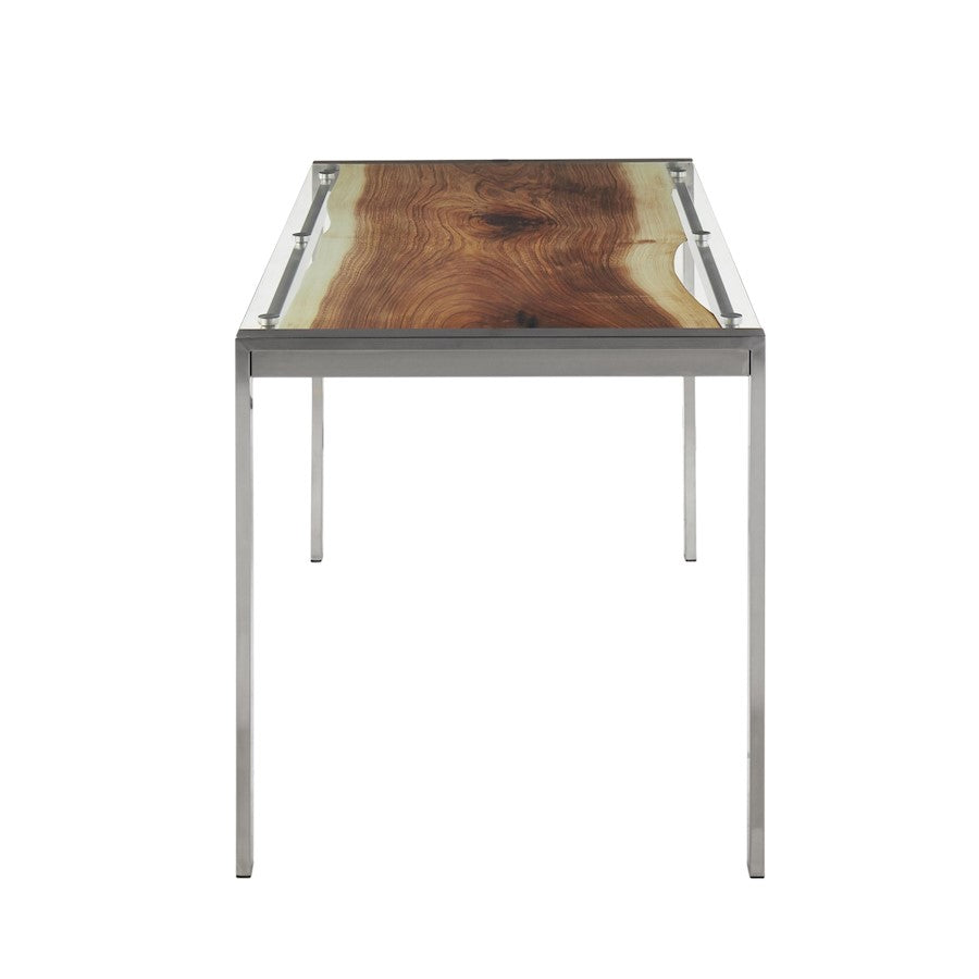 LumiSource Live Edge Dining Table | Stainless Steel & Printed Glass Top | Kitchen & Dining Room | 50 x 28 x 30 in | Model TB-LIVEEDGESS