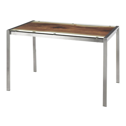 LumiSource Live Edge Dining Table | Stainless Steel & Printed Glass Top | Kitchen & Dining Room | 50 x 28 x 30 in | Model TB-LIVEEDGESS
