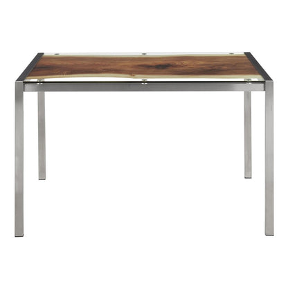 LumiSource Live Edge Dining Table | Stainless Steel & Printed Glass Top | Kitchen & Dining Room | 50 x 28 x 30 in | Model TB-LIVEEDGESS