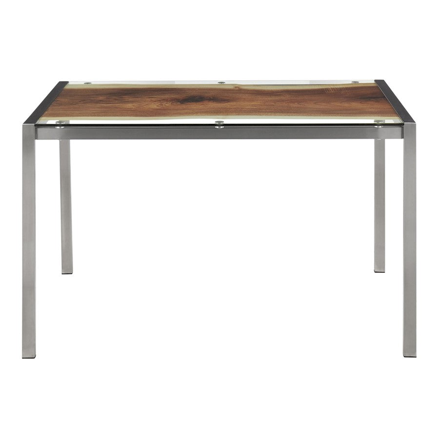 LumiSource Live Edge Dining Table | Stainless Steel & Printed Glass Top | Kitchen & Dining Room | 50 x 28 x 30 in | Model TB-LIVEEDGESS