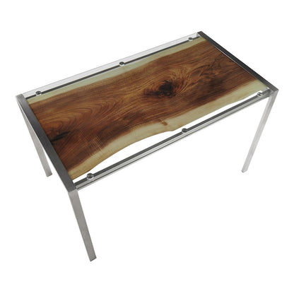 LumiSource Live Edge Dining Table | Stainless Steel & Printed Glass Top | Kitchen & Dining Room | 50 x 28 x 30 in | Model TB-LIVEEDGESS