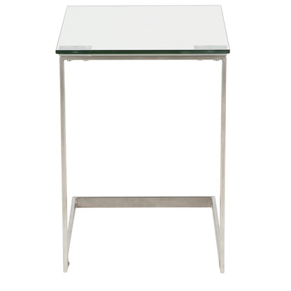LumiSource Zenn Glass End Table | Contemporary Brushed Stainless Steel & Tempered Glass | Living Room & Bedroom | 19 x 16 x 22 in | Model TB-ZENNGLS