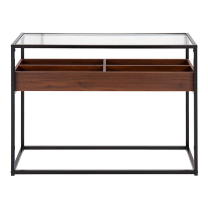 LumiSource Display Console Table 43in | Black Steel, Walnut Wood, Clear Glass | Entryway & Living Room Console | Model TBC-DISPLAYBKWL
